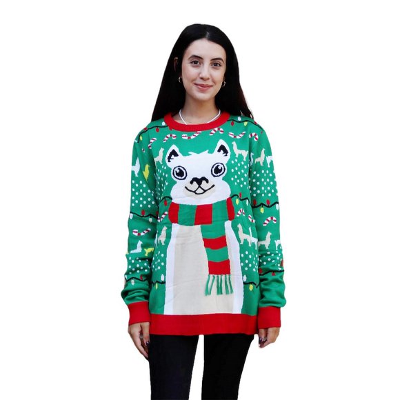 Women’s Winter Llama Ugly Christmas Sweater - Picture 1 of 1